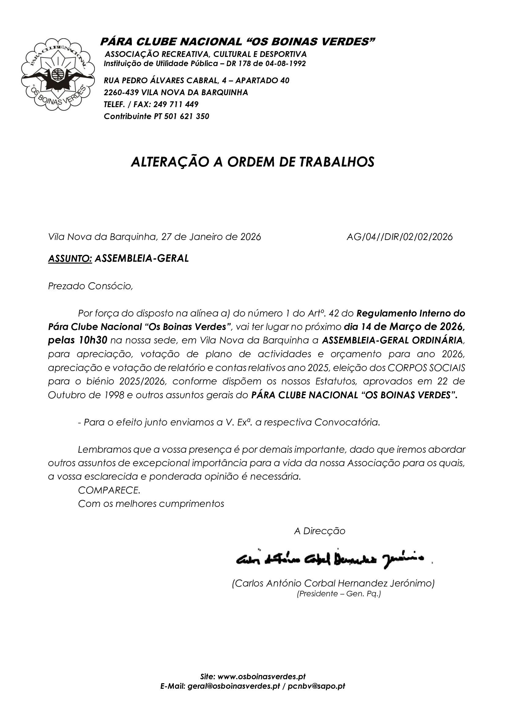 Alteração Ordem trabalhos Assembleia Geral 14 Março.2026 1 of 1